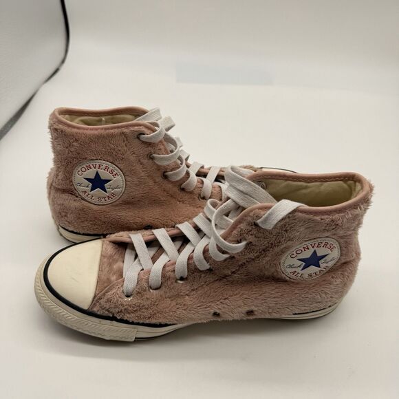 CONVERSE Chuck Taylor All Star High Top Woman's Pink Faux Fur Sneakers Size 7.5 - Picture 1 of 7